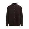 Prada Long Sleeve Corduroy Shirt Chest Pocket In Brown