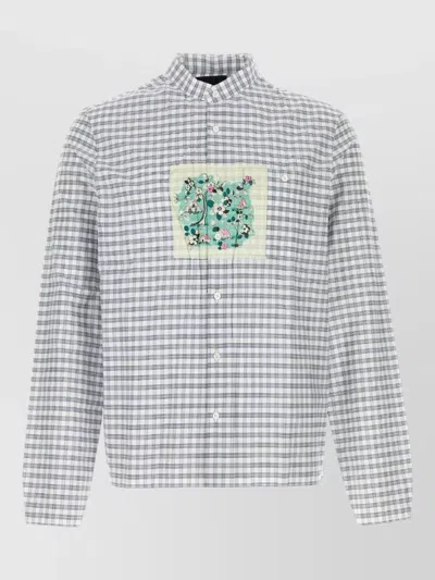 Prada Shirt Checked Pattern Chest Pocket Long Sleeves In Blue