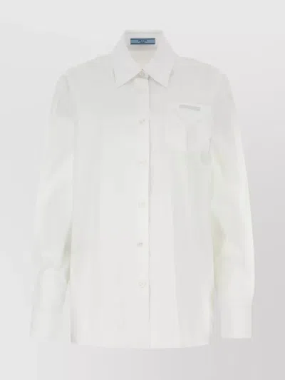 Prada Shirt Cotton Poplin Chest Pocket In Gray