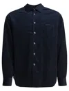 Prada Men's Cashmere And Cotton Corduroy Snap-front Overshirt In Blue