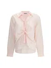 Prada Shirt In Cotton With A Ribbon Detail In Pink