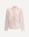 Prada Shirt In Cotton With A Ribbon Detail In Pink