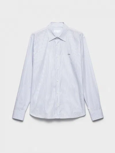 Prada Classic Cotton Shirt For Men - Ss26 In Blue