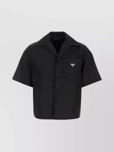 Prada Shirt Nylon Chest Pocket Short Sleeves In Black