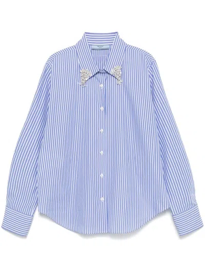 Prada Shirt With Crystals Embellishments In Blue