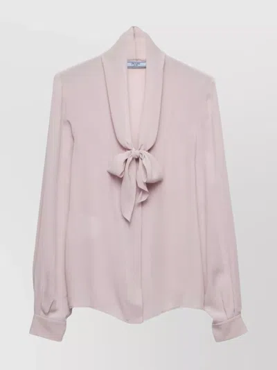 PRADA SHIRT WITH SCARF DETAIL AND BOW