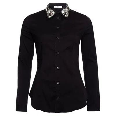 Pre-owned Prada , Shirt With Stones On The Collar. In Black