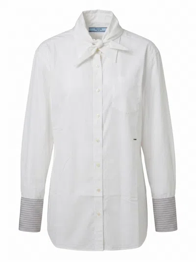 Prada Shirt With Striped Cuff Detail In Animal Print