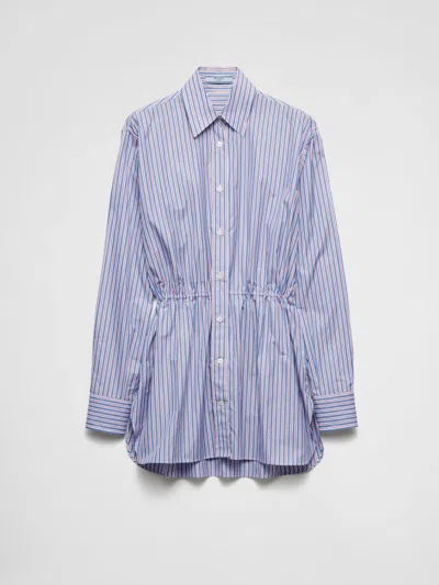 Prada Gestreiftes Hemd Aus Popeline In Blue