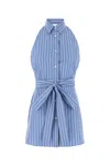 Prada Halter Neck Striped Poplin Mini Dress