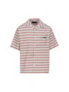Prada Embroidered Chest Pocket Cotton Blend Shirt In Multi