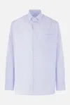 Prada Striped Cotton Shirt In Blue