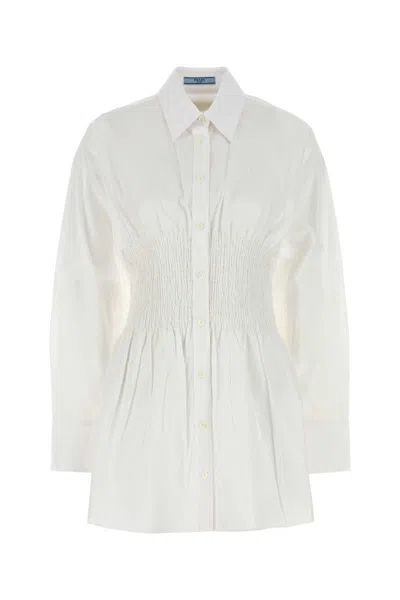 Prada Camicia In Popeline Bianco Donna In Multi