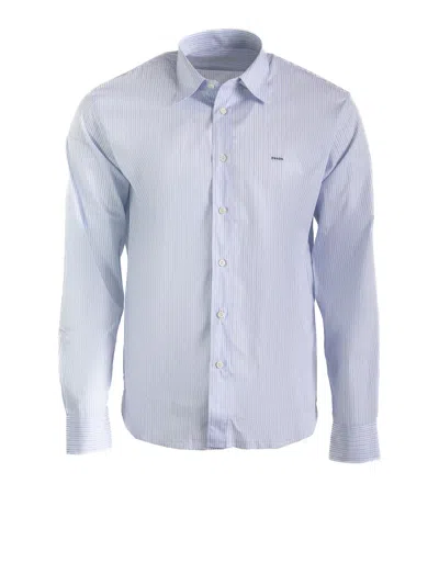 Prada Striped-pattern Long-sleeve Shirt In Blue