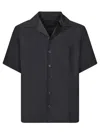 Prada Short Sleeve Cotton Blend Shirt In Black