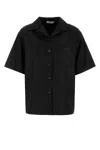 Prada Re-nylon Gabardine Short-sleeved Shirt In Black