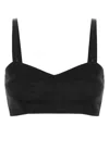 Prada Satin Crop-top Adjustable Straps In Black