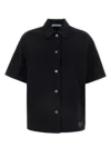 Prada Denim Short Sleeve Shirt In Black
