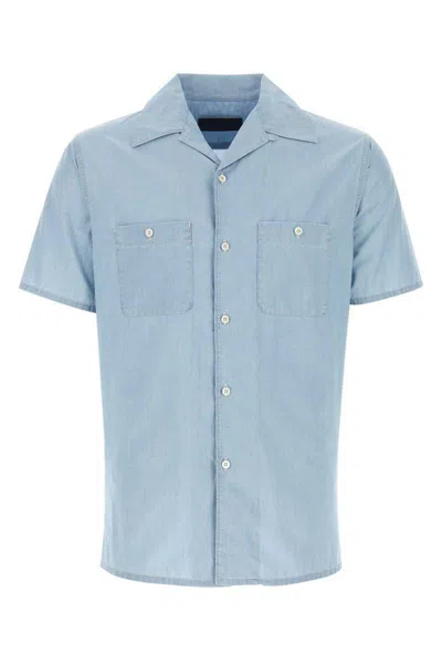 Prada Light Cotton Shirt For Men In Blue