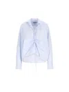 Prada Long Sleeve Collared Button Front Top In Blue