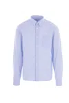 Prada Striped Cotton Shirt In Blue