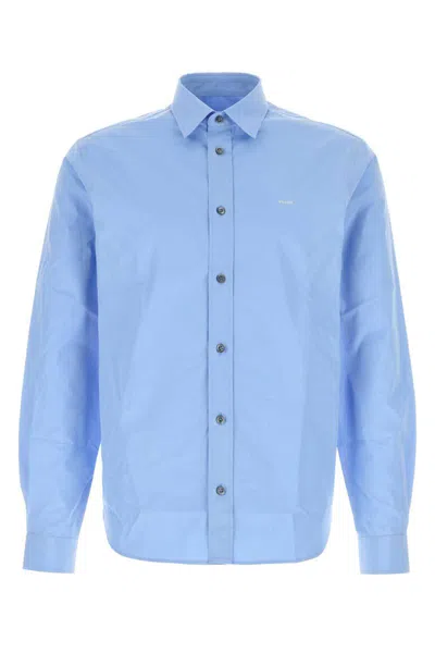 Prada Shirt Poplin Button-down Collar Long Sleeves In Blue