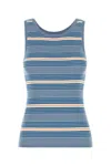 Prada Embroidered Stretch Cotton Blend Tank Top In Blue