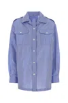 Prada Long-sleeved Button-up Shirt In Blue