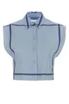 Prada Check-print Cropped Shirt In Blue