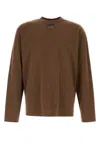 Prada Crew Neck Long Sleeves Plain T-shirt In Brown