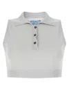 Prada Cropped Sleeveless Top In Gray