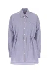 Prada Gestreiftes Hemd Aus Popeline In Blue