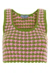 Prada Crochet Crop Top Scalloped Hem In Green