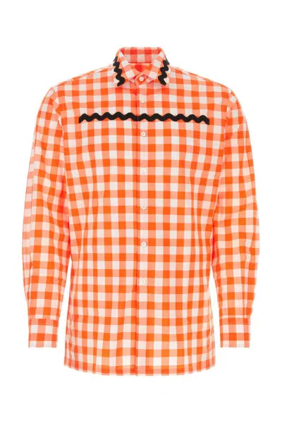 Prada Scalloped Edge Collar Shirt In Multicolor