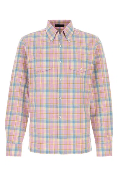 Prada Cotton Shirt Featuring Button-down Collar In Pink