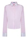 Prada Womens Purple Logo-embroidered Colour-block Cotton-poplin Shirt In Pink