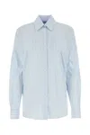 Prada Italian Collar Poplin Shirt In Stripped