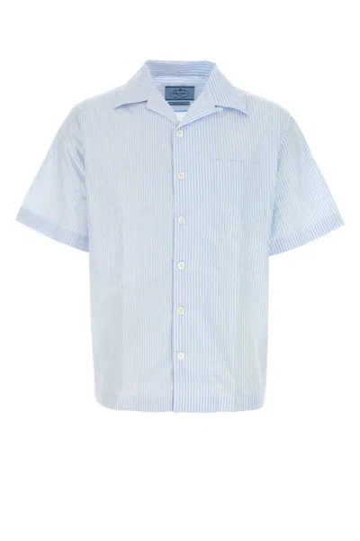 Prada Striped Short-sleeved Button Up Shirt In Stripped