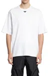Prada T-shirt With Triangular Plaque In White