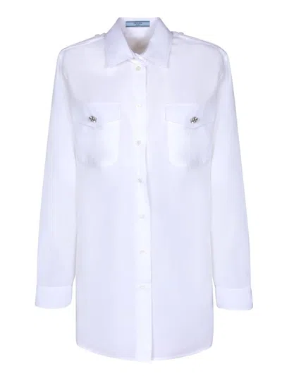 Prada Poplin Shirt In F0009 Bianco