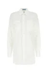 Prada Longline Shirt With Pointed Collar And Chest Pockets In White