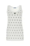 Prada Cut-outs And Studs Cotton Top In White