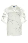 Prada Silk Blend Sheer Shirt With Floral Embroidery In White