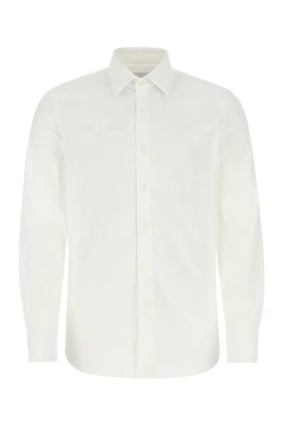 Prada Cotton Poplin Shirt With Rounded Cuffs In White