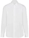 Prada Mens White 100% Cotton Poplin Shirt With Nacre Buttons And Side Slits