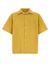 Prada Men's Mustard Poplin Shirt In Yellow