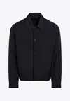 Prada Collared Jacket Long Sleeves Side Pockets In Black
