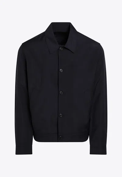 Prada Shirt-style Collar Buttoned Jacket In Black