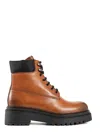 Prada Re-nylon And Leather Lace-up Boots In Brown