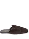 Prada Fur Leather Mules In Brown